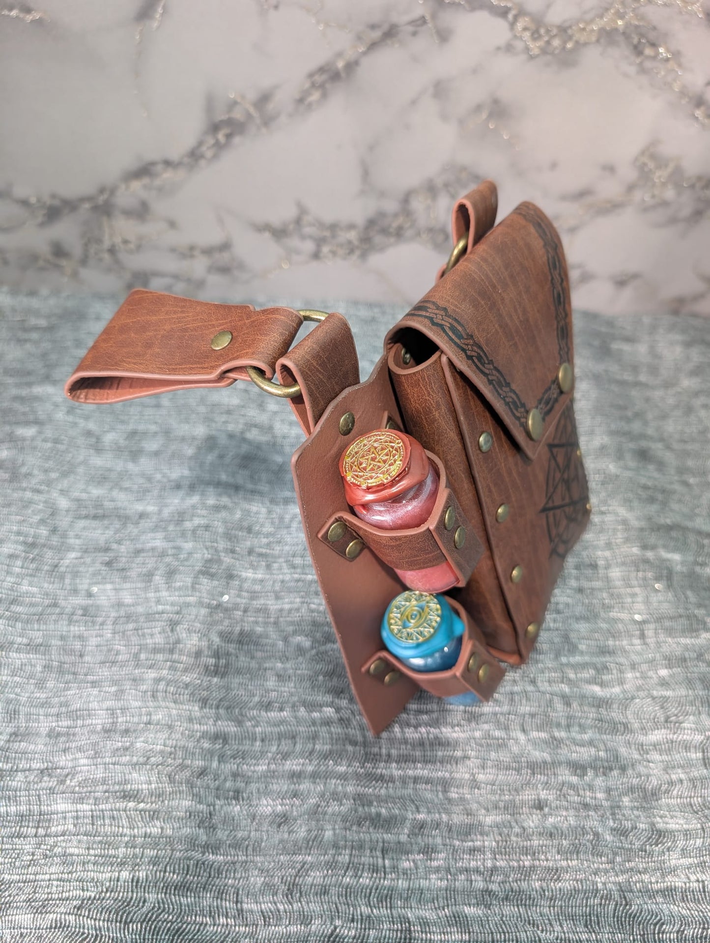 Faux Leather Belt Potion Holder with Small Pouch