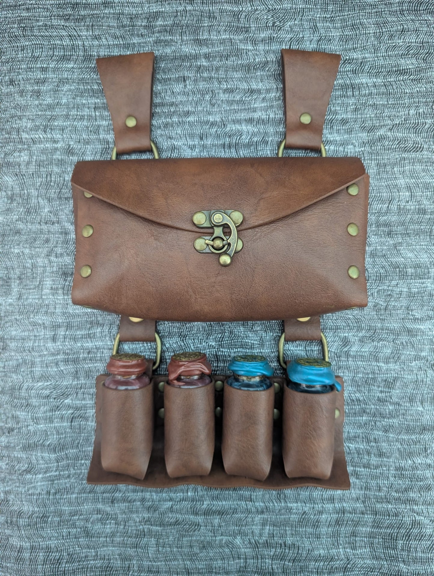 Faux Leather Belt Potion Holder with Large Pouch