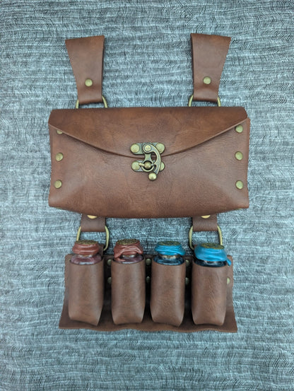 Faux Leather Belt Potion Holder with Large Pouch