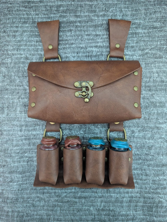 Faux Leather Belt Potion Holder with Large Pouch