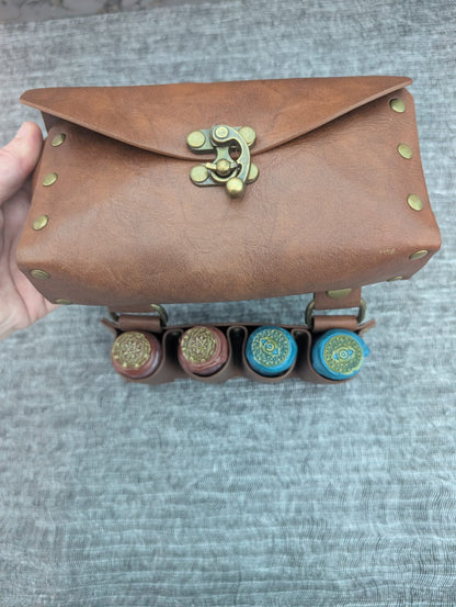 Faux Leather Belt Potion Holder with Large Pouch