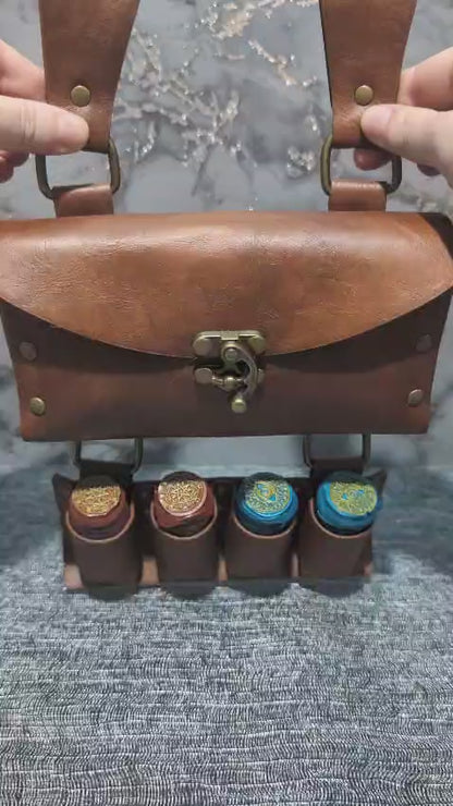 Faux Leather Belt Potion Holder with Large Pouch