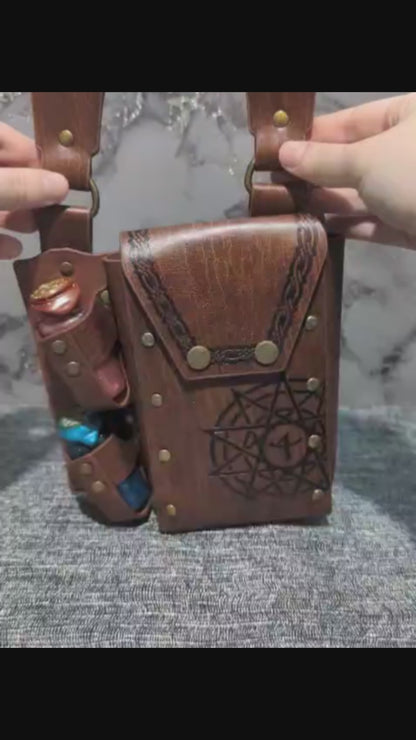 Faux Leather Belt Potion Holder with Small Pouch